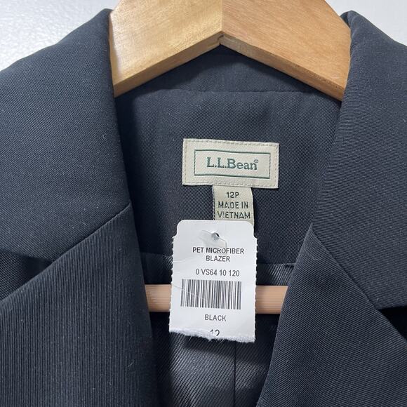 LL Bean Womens Microfiber Suit Jacket Blazer Size 12P Black Career Office NWT - Picture 9 of 11